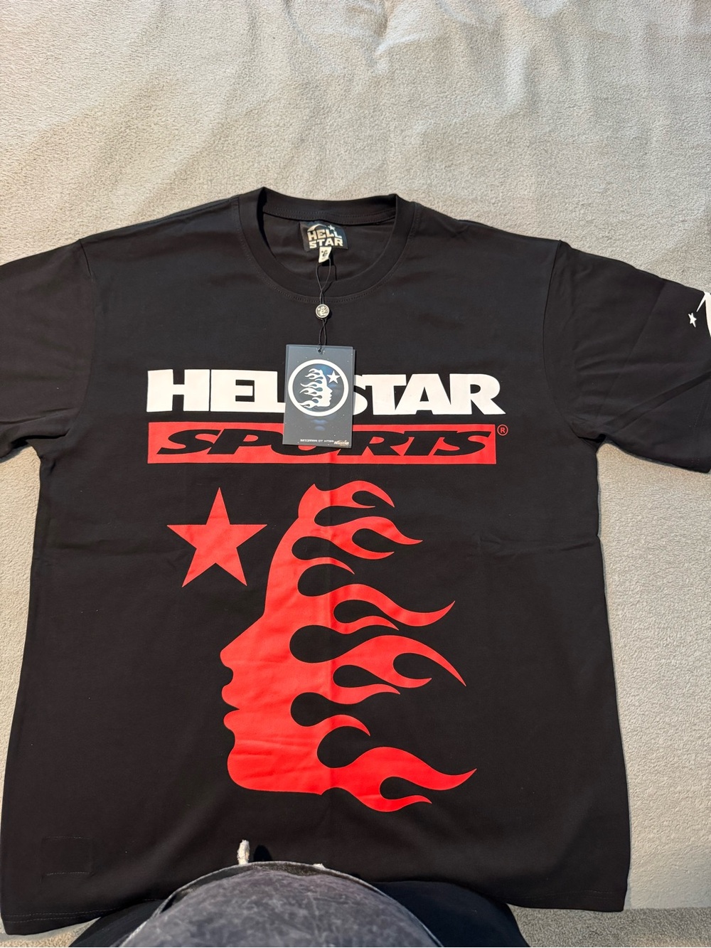 Reebok Black Short-Sleeve Tee with Red Flame Profile Graphic